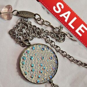 #Sabika Winter '18 Swarovski Crystal Round Pendant Necklace Heart-Stamped Back